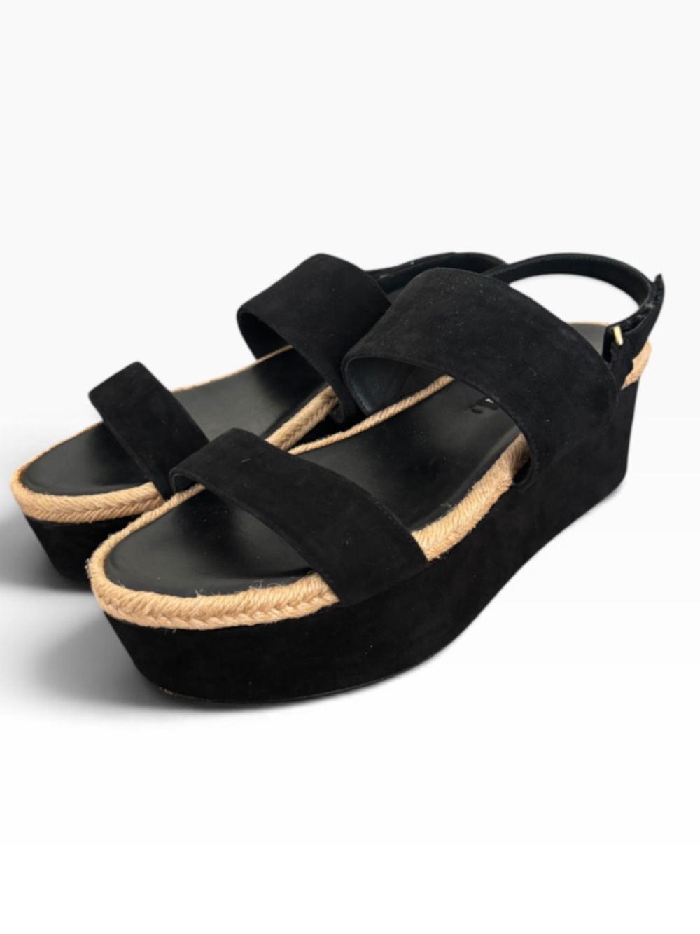 Alice + Olivia Suede Jute Platform Wedge Sandals - Size 39 - Picture 2 of 9